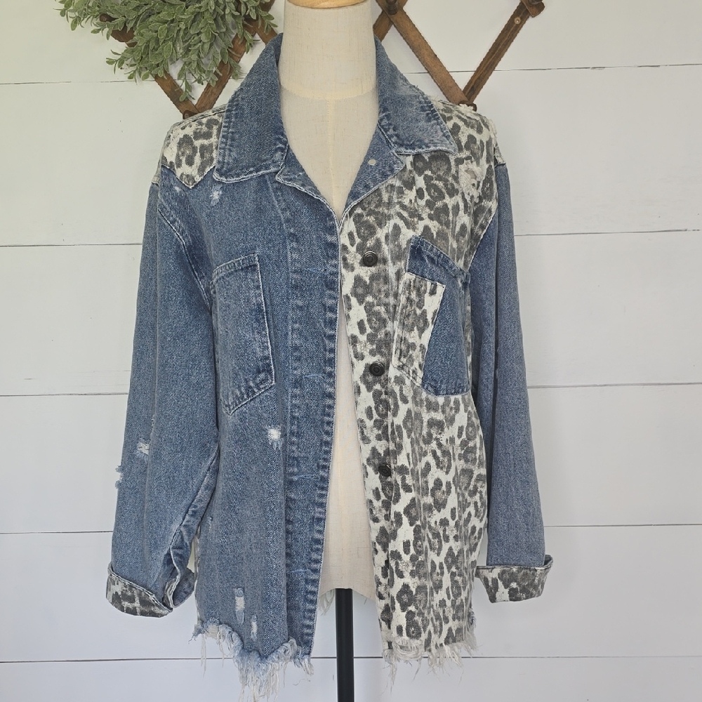 Oli & Hali Distressed Oversized Denim Jacket Sz S